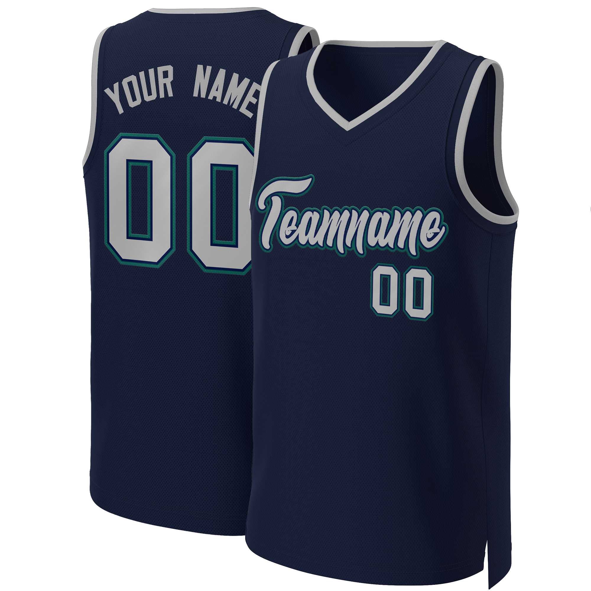 Custom Navy Gray-Navy Classic Tops Basketball Jersey