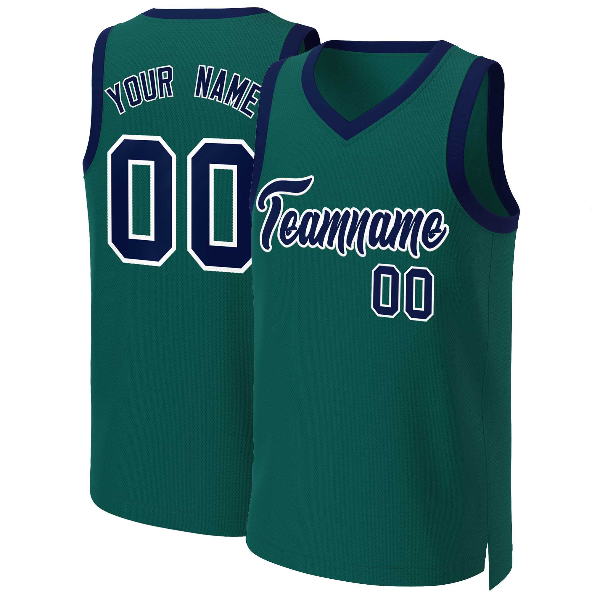 Custom Aqua Navy-White Classic Tops Basketball Jersey