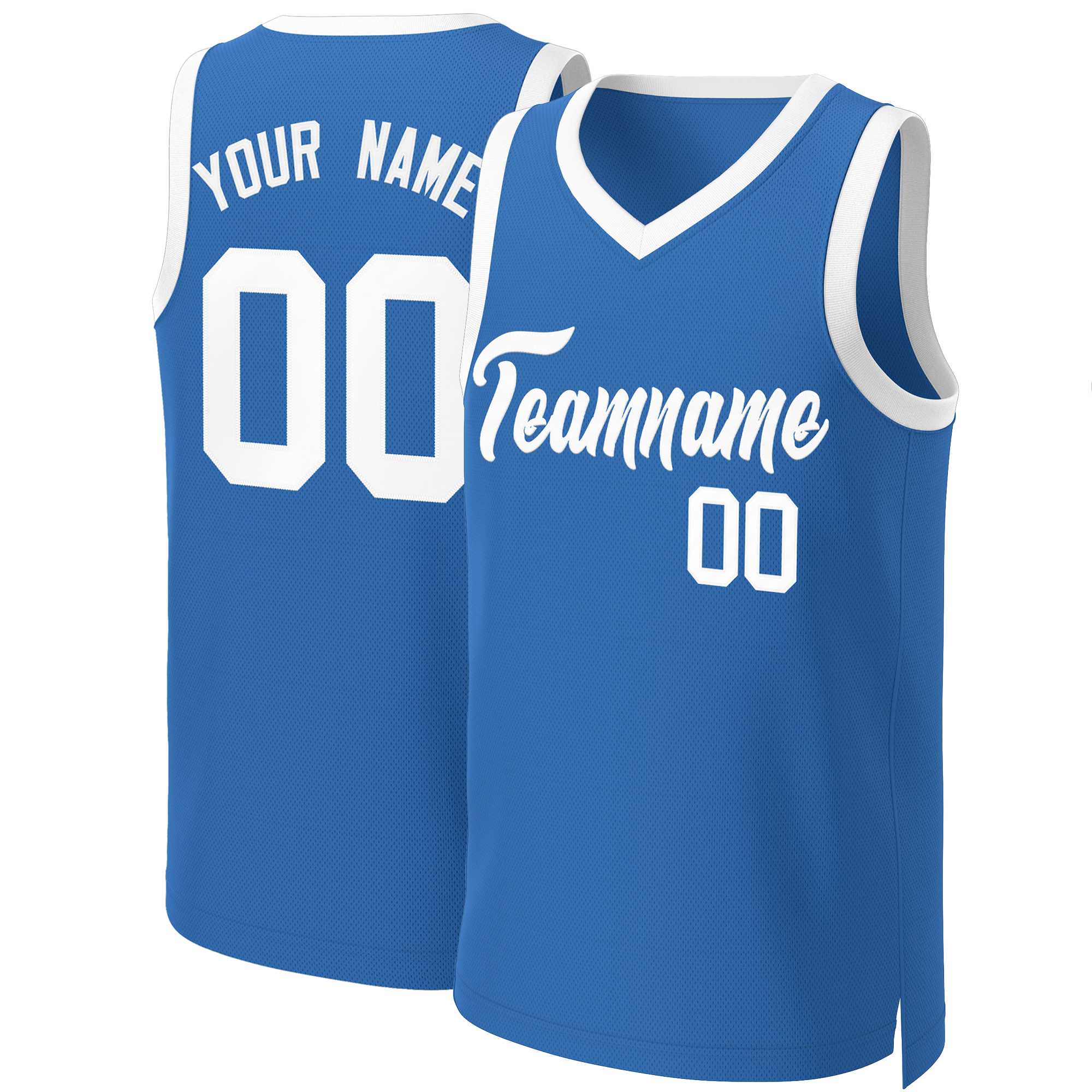 Maillot de basket-ball classique bleu blanc personnalisé