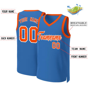 Custom Blue Orange-White Classic Tops Basketball Jersey