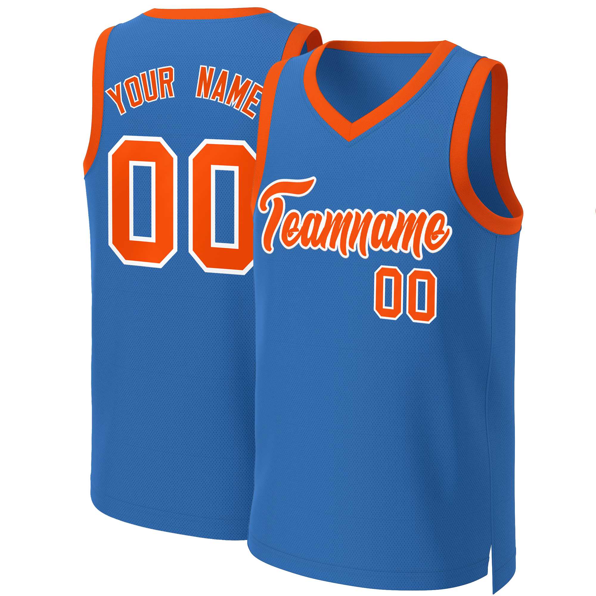 Maillot de basket-ball classique personnalisé bleu Orange-blanc