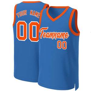 Custom Blue Orange-White Classic Tops Basketball Jersey