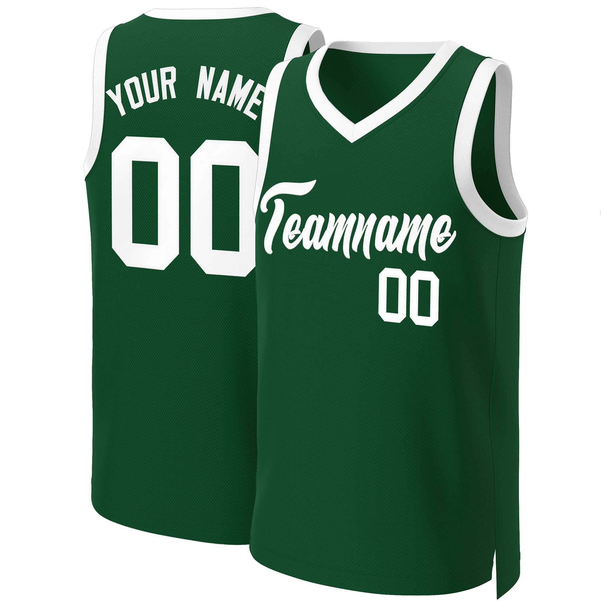 Maillot de basket-ball classique vert et blanc personnalisé