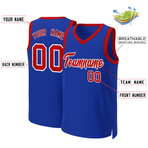 Maillot de basket-ball classique personnalisé Royal rouge-blanc