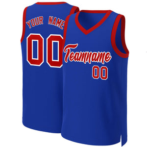 Maillot de basket-ball classique personnalisé Royal rouge-blanc