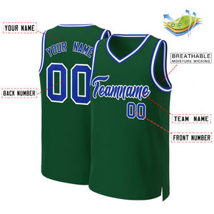 Maillot de basket-ball classique vert Royal-blanc personnalisé