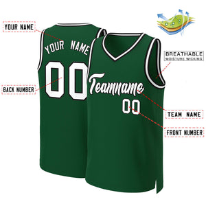 Maillot de basket-ball classique personnalisé vert blanc-noir