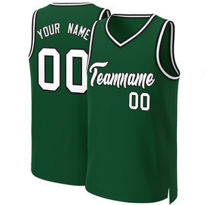 Maillot de basket-ball classique personnalisé vert blanc-noir