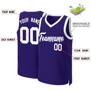 Custom Purple White Classic Tops Basketball Jersey