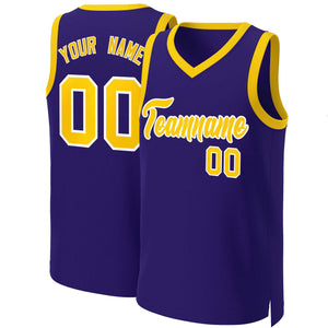 Custom Purple Gold-White Classic Tops Basketball Jersey