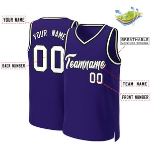 Custom Purple White-Black Classic Tops Basketball Jersey