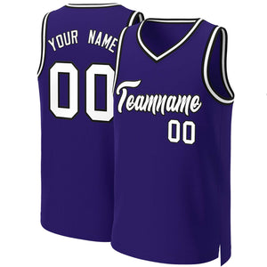 Custom Purple White-Black Classic Tops Basketball Jersey