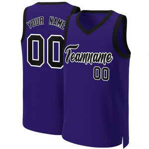 Maillot de basket-ball classique violet noir-blanc personnalisé