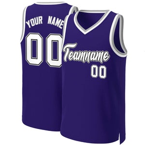 Custom Purple White-Black Classic Tops Basketball Jersey