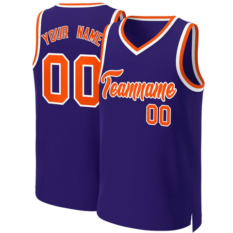 Custom Purple Orange-White Classic Tops Basketball Jersey