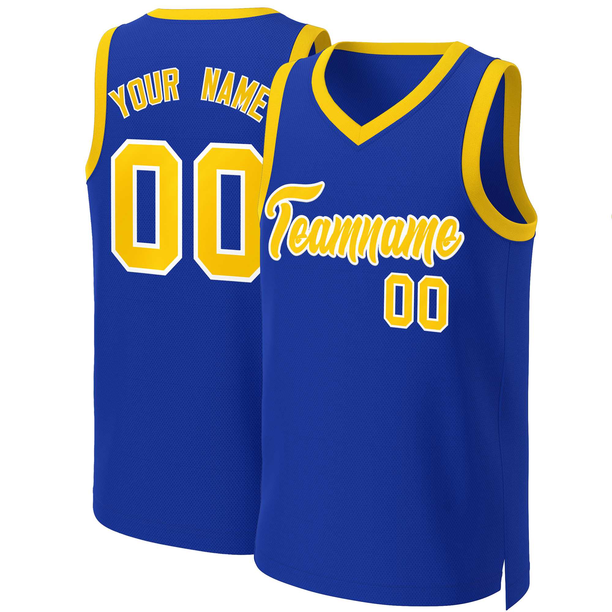 Custom Royal Yellow-White Classic Tops Basketball Jersey