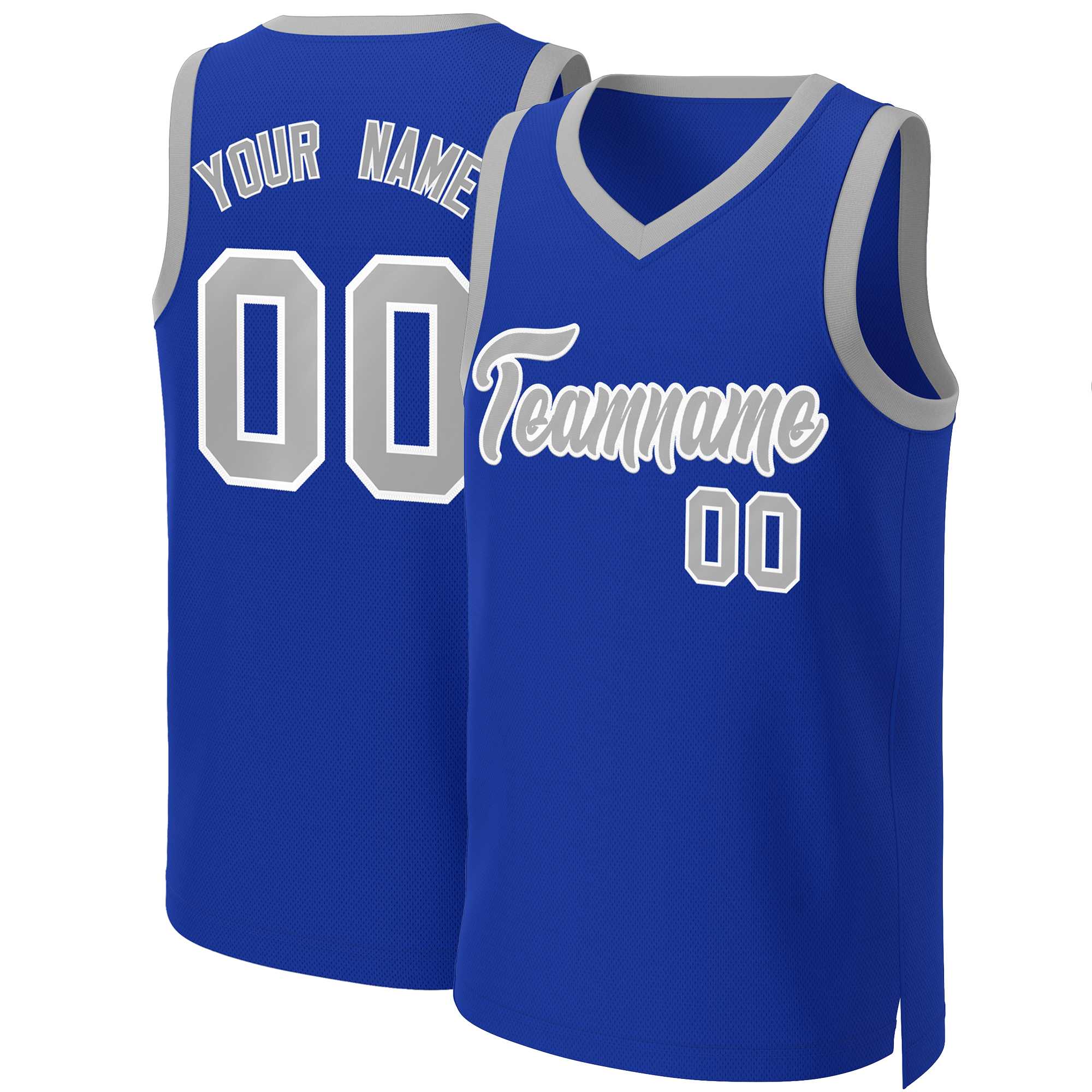 Maillot de basket-ball classique personnalisé Royal gris-blanc