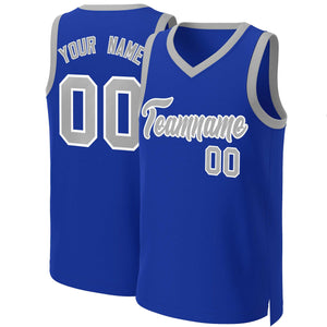 Custom Royal Gray-White Classic Tops Basketball Jersey