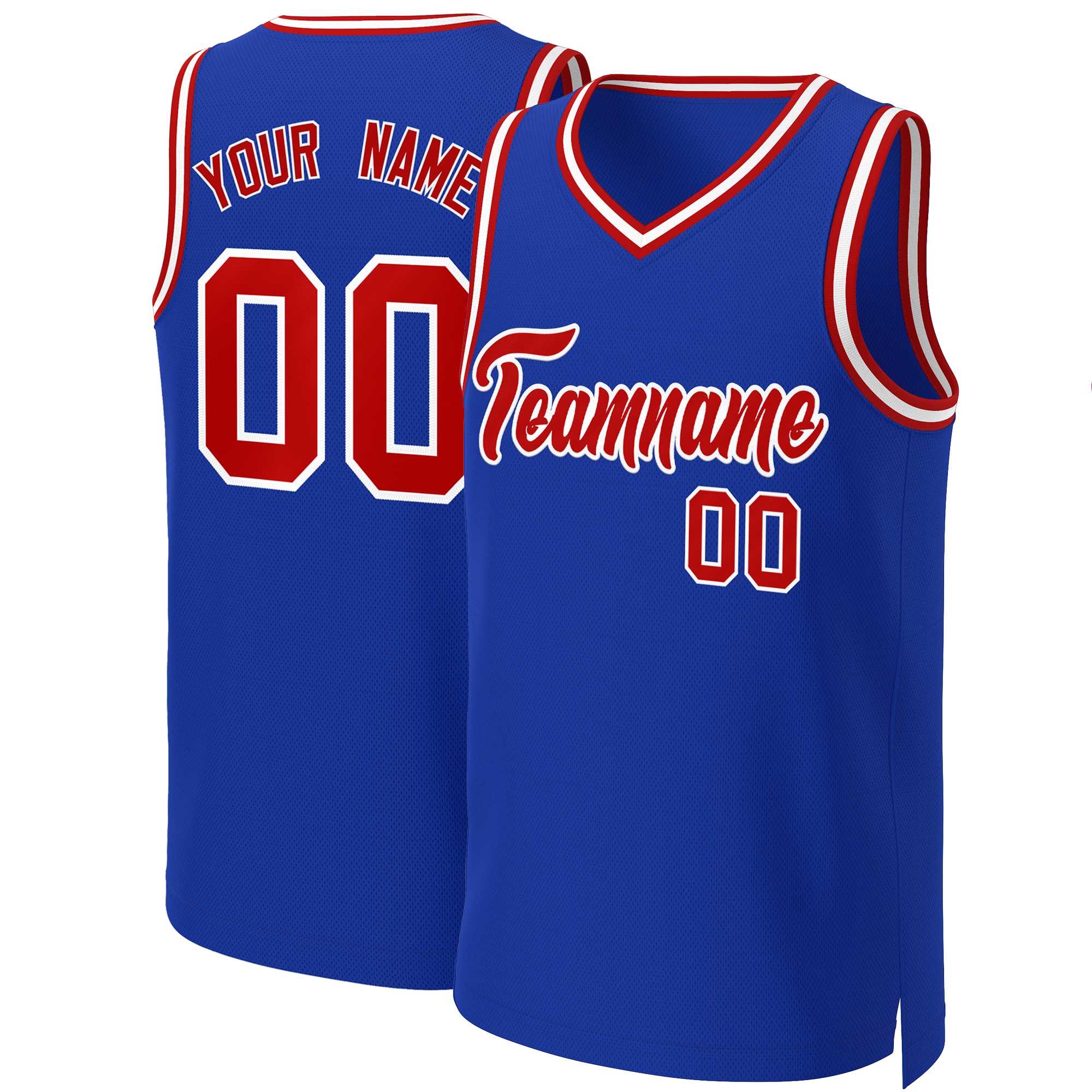 Maillot de basket-ball classique personnalisé Royal rouge-blanc