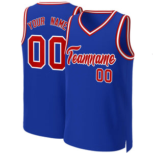 Maillot de basket-ball classique personnalisé Royal rouge-blanc