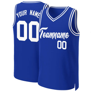 Maillot de basket-ball personnalisé Royal White Classic Tops