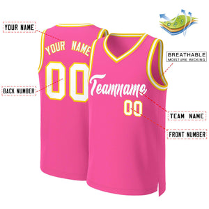 Maillot de basket-ball classique rose blanc personnalisé