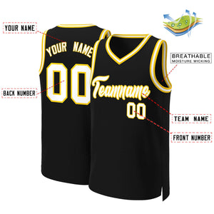 Custom Black White-Yellow Classic Tops Basketball Jersey