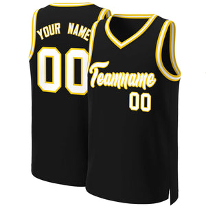 Custom Black White-Yellow Classic Tops Basketball Jersey