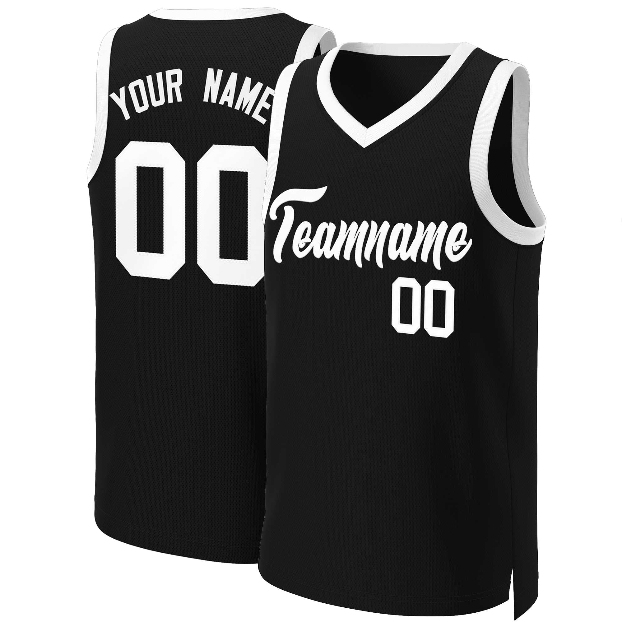 Custom Black White Classic Tops Basketball Jersey