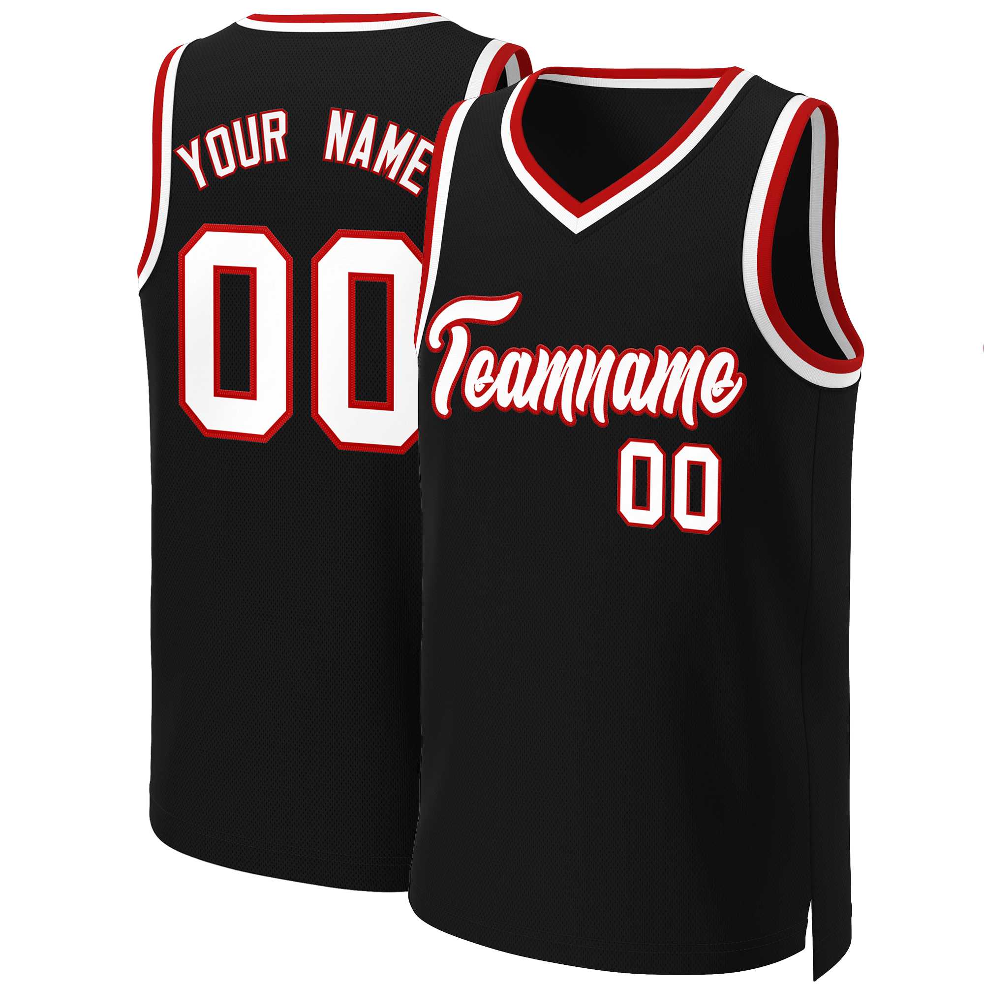 Custom Black White-Red Classic Tops Basketball Jersey