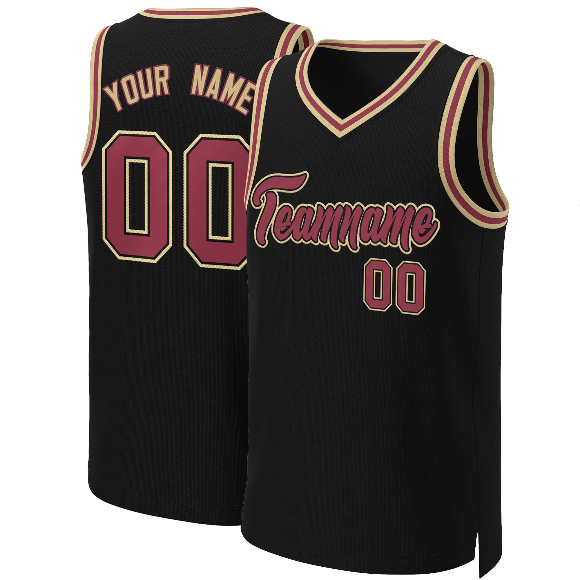 Maillot de basket-ball classique noir marron-noir personnalisé