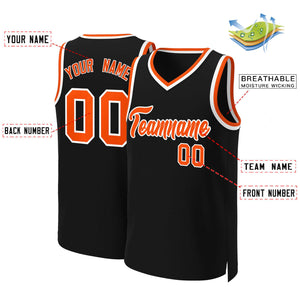 Maillot de basket-ball classique personnalisé noir Orange-blanc