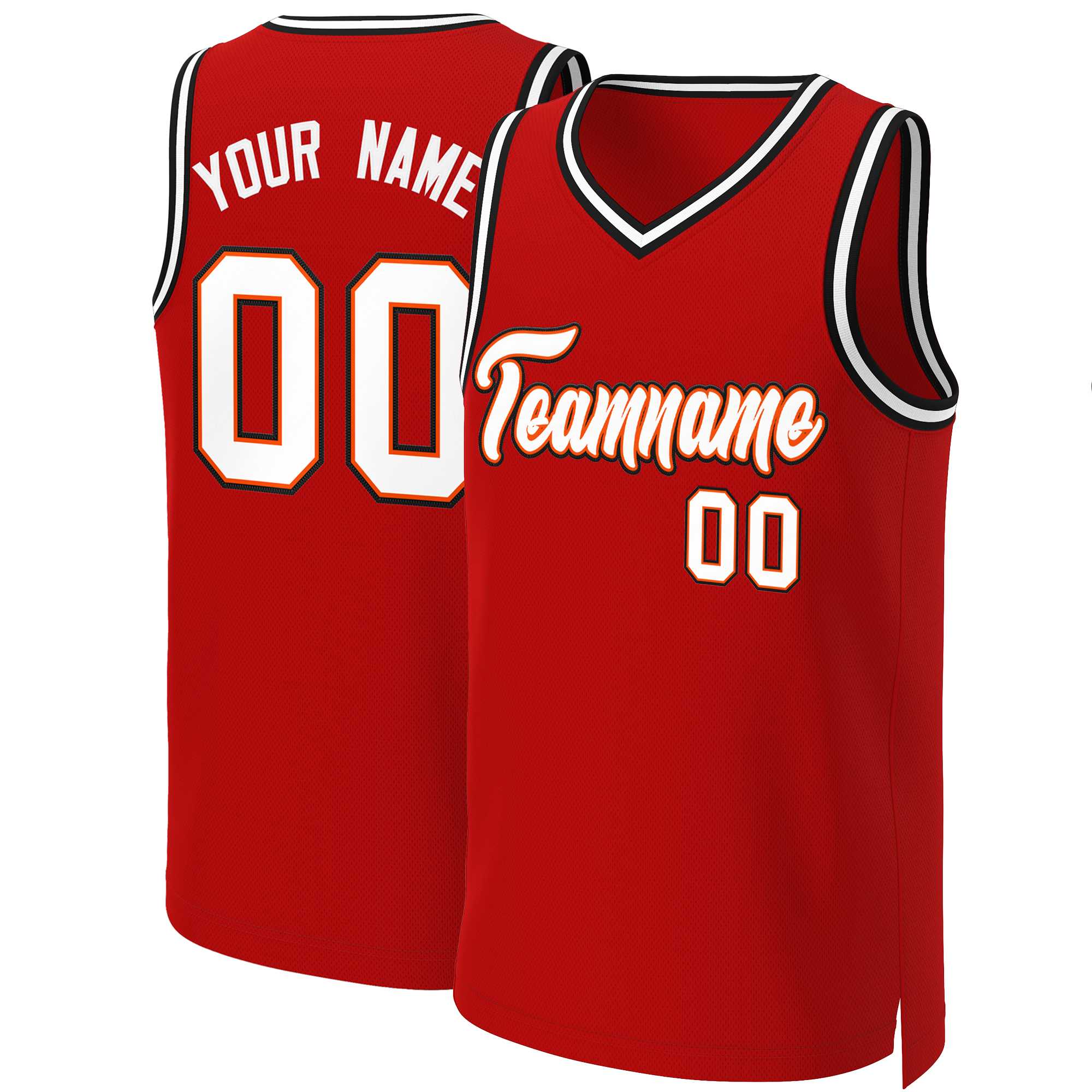 Custom Red White-Orange Classic Tops Basketball Jersey