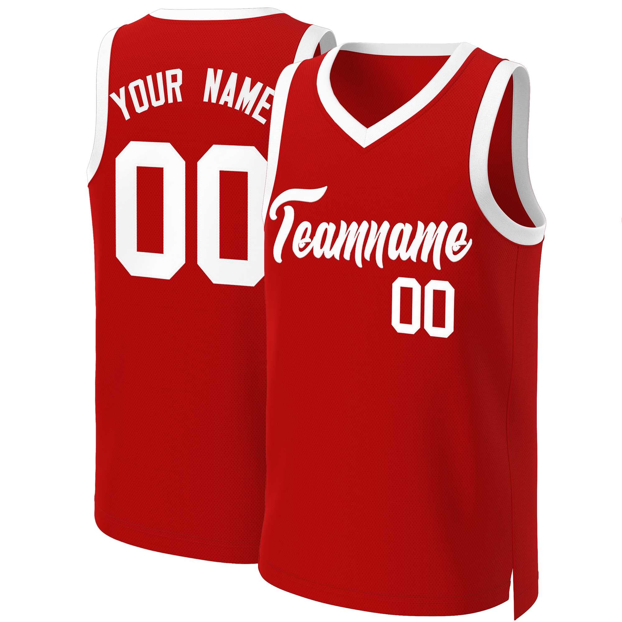 Maillot de basket-ball classique rouge et blanc personnalisé