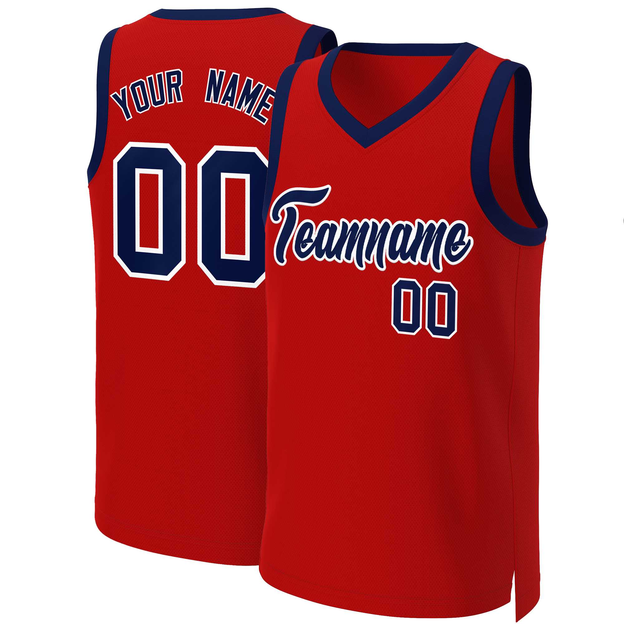 Custom Red Navy-White Classic Tops Basketball Jersey