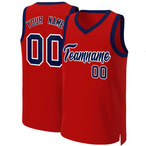 Maillot de basket-ball classique personnalisé rouge marine-blanc