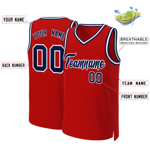 Custom Red Navy-White Classic Tops Basketball Jersey