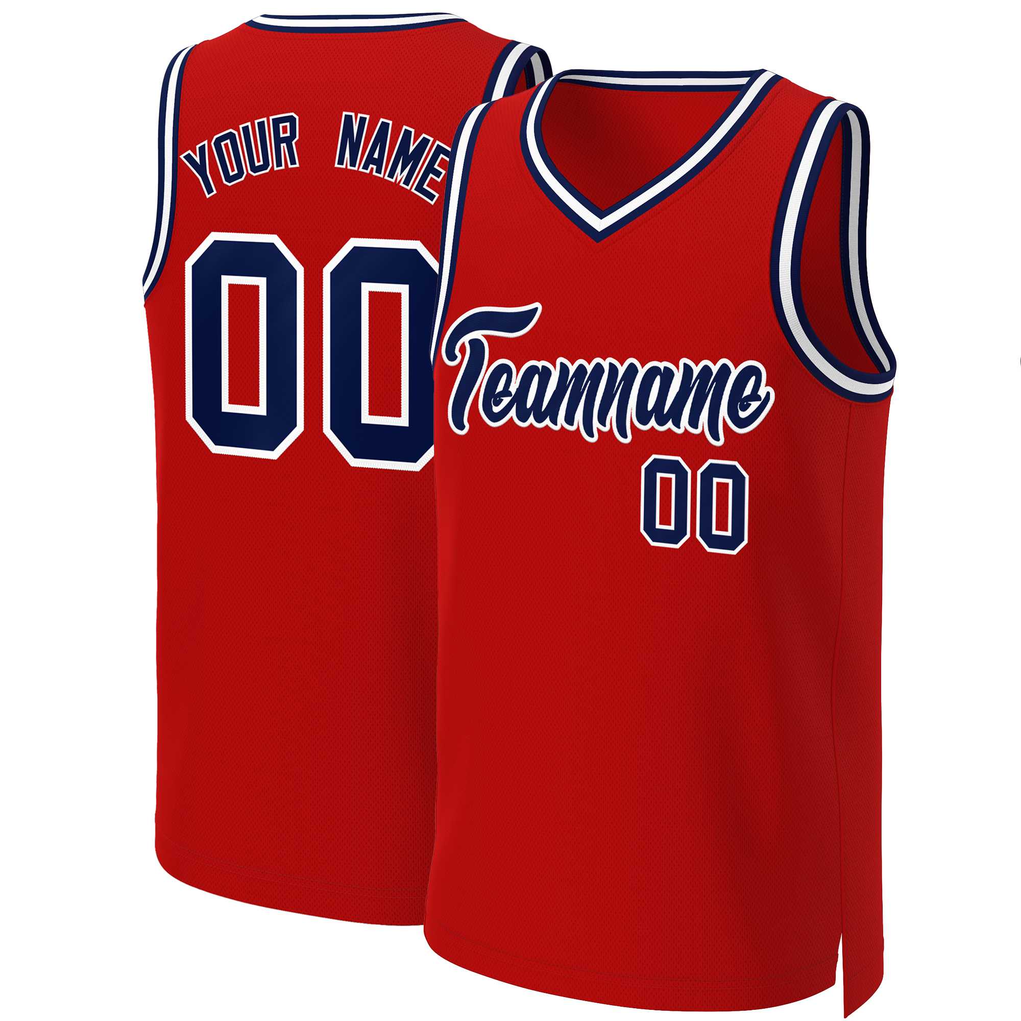 Custom Red Navy-White Classic Tops Basketball Jersey