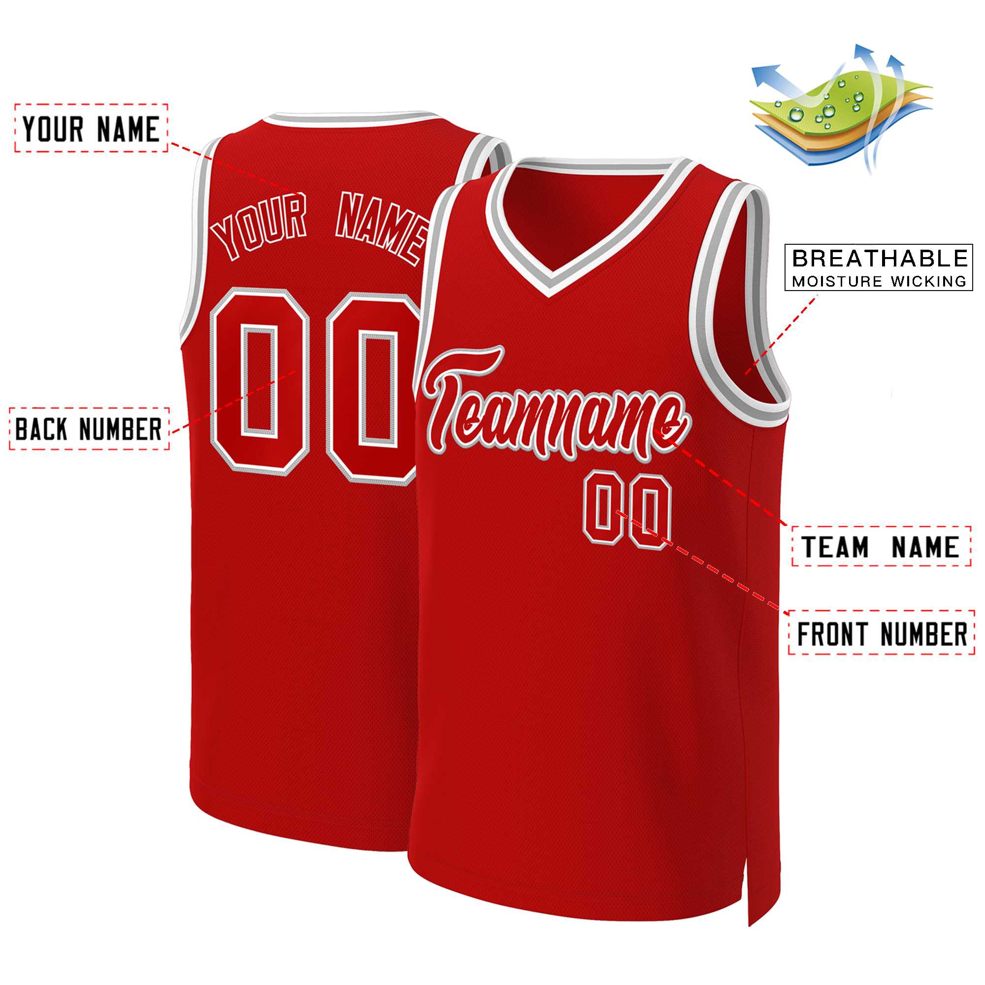 Custom Red Red-White Classic Tops Basketball Jersey