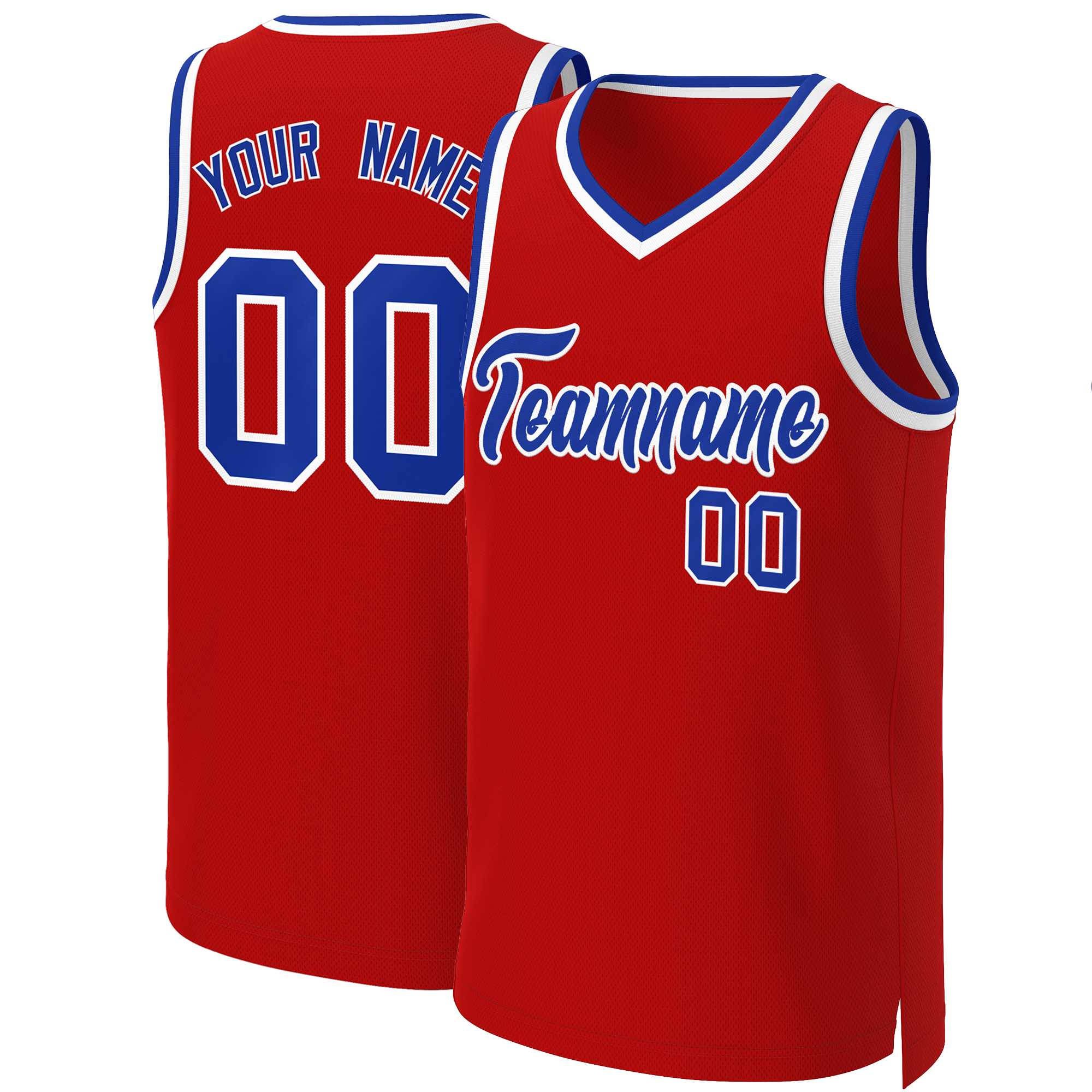 Maillot de basket-ball classique rouge Royal-blanc personnalisé