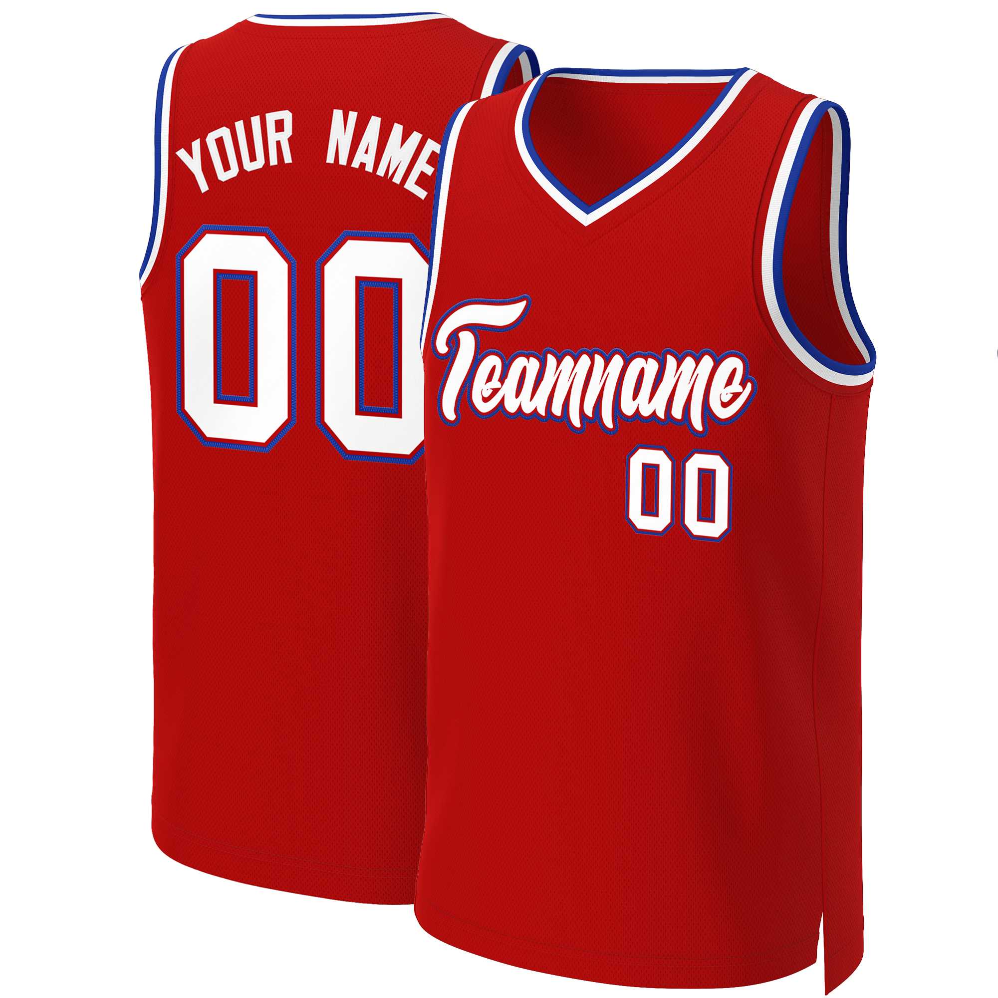 Maillot de basket-ball classique personnalisé rouge blanc-rouge