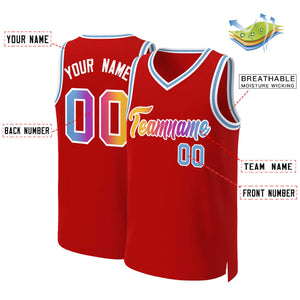 Custom Red Yellow-White Classic Gradient Fashion Tops Basketball Jersey