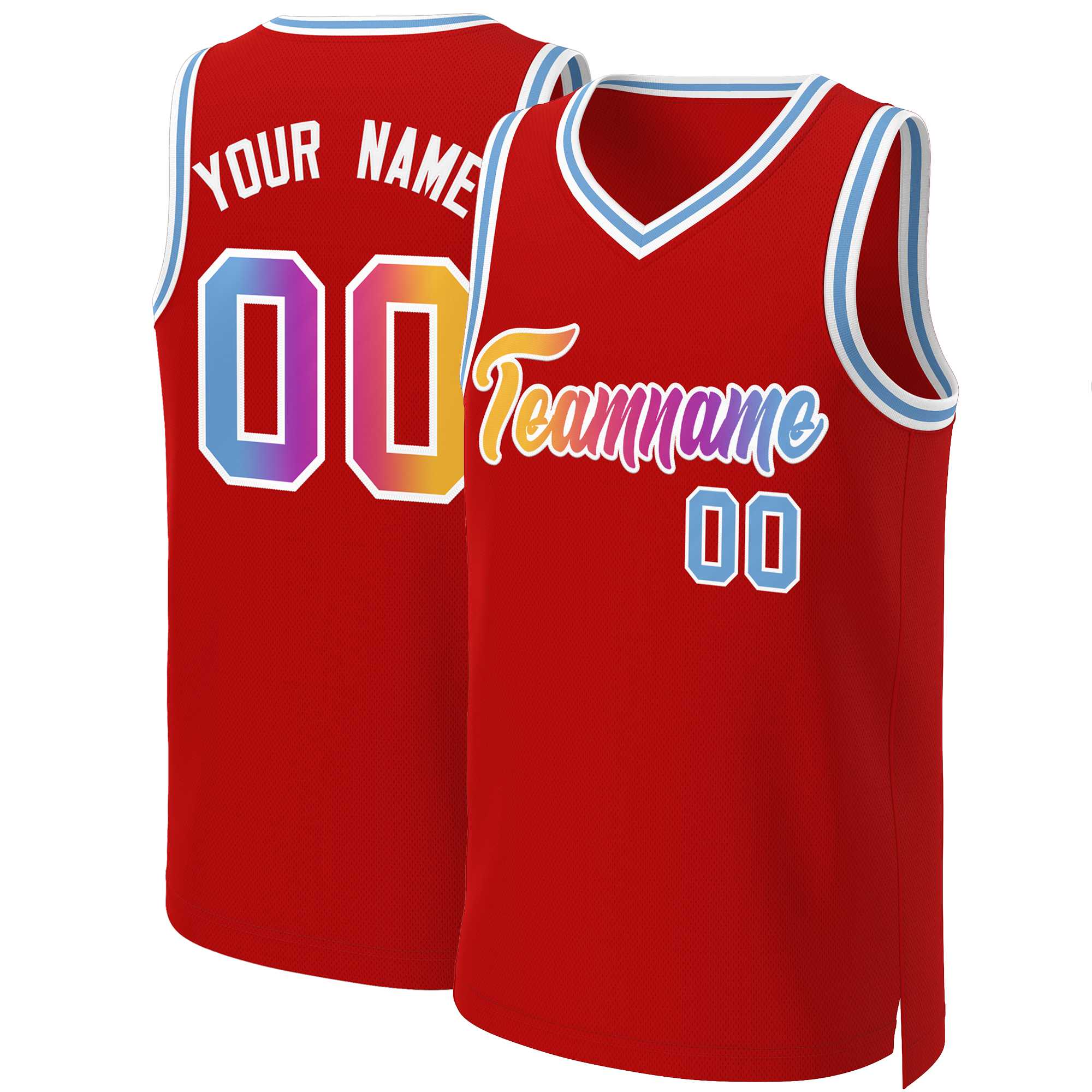 Maillot de basket-ball personnalisé, haut à la mode, dégradé classique, rouge, jaune et blanc