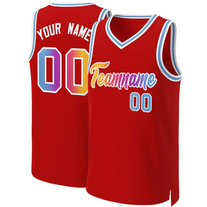 Custom Red Yellow-White Classic Gradient Fashion Tops Basketball Jersey