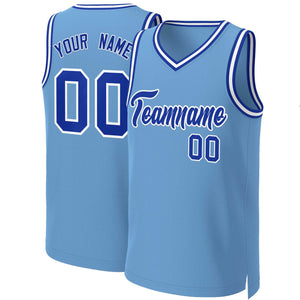 Custom Light Blue Royal-White Classic Tops Basketball Jersey