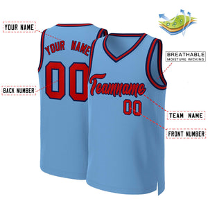 Custom Light Blue Red-Navy Classic Tops Basketball Jersey