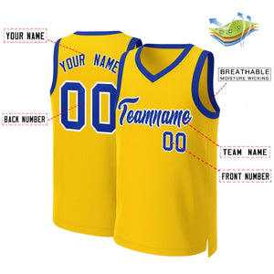 Maillot de basket-ball classique jaune Royal-blanc personnalisé