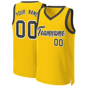 Maillot de basket-ball classique personnalisé jaune noir-blanc