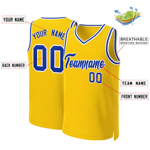 Maillot de basket-ball classique jaune Royal-blanc personnalisé