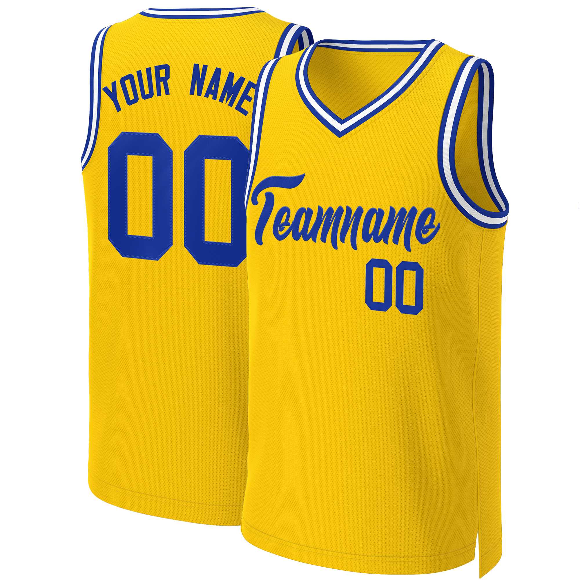 Maillot de basket-ball personnalisé jaune Royal Classic Tops